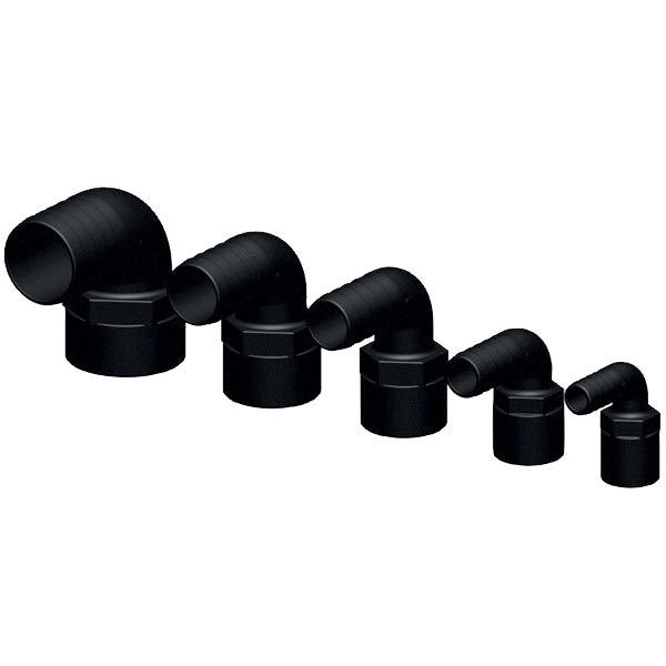 Trudesign 90° slangstos 38mm svart 1 1/2" innergänga