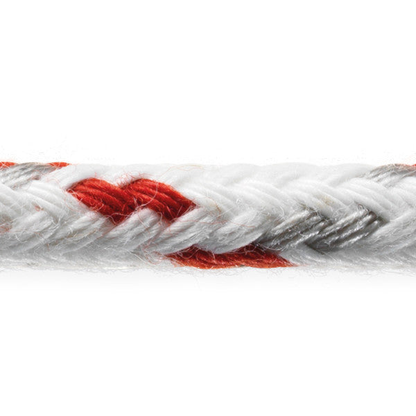 Robline Neptun 500 Skotlina, 12mm Vit/Röd - 1 m