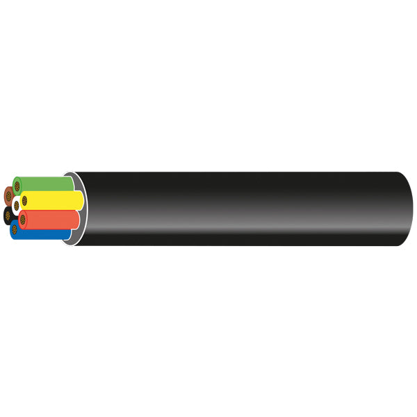 7-ledar-trailerkabel, 6x1mm2 + 1x2mm2 (svart) 10m