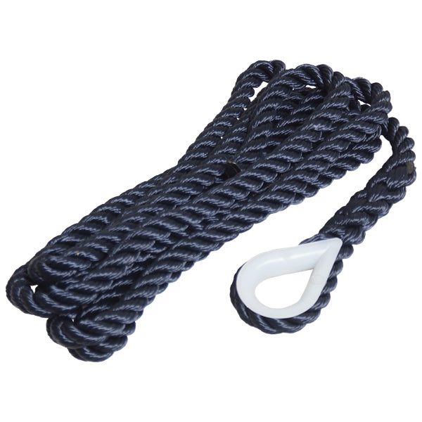 Robline förtöjning 3-slagen med kaus, Navy 16mm x 4m