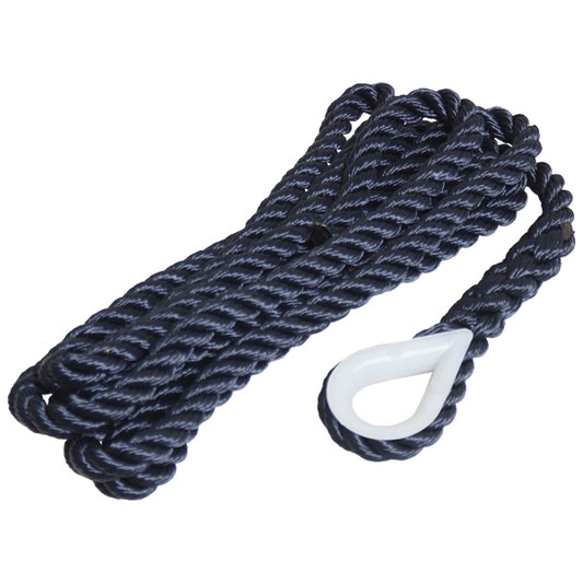 Robline förtöjning 3-slagen med kaus, Navy 16mm x 4m