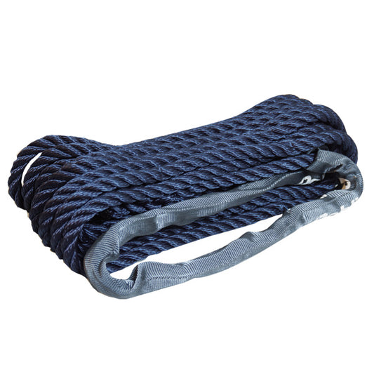 Robline förtöjning, öga m webbing, 3-slagen svart 16mm 10 m